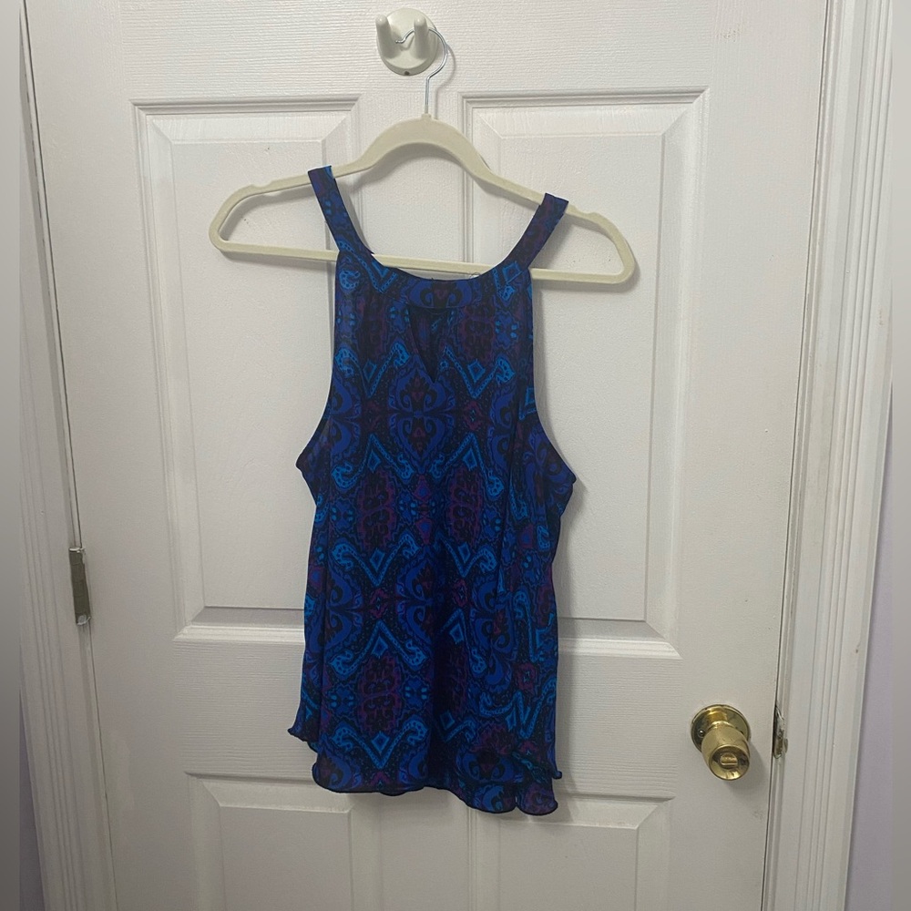 Express Blue Purple Patterned Tank Top